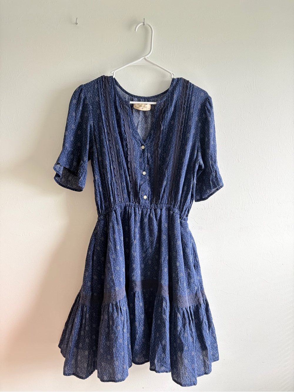 Anthropologie Isabella Sinclair Navy Button-Front Tiered Dress - Picture 3 of 6